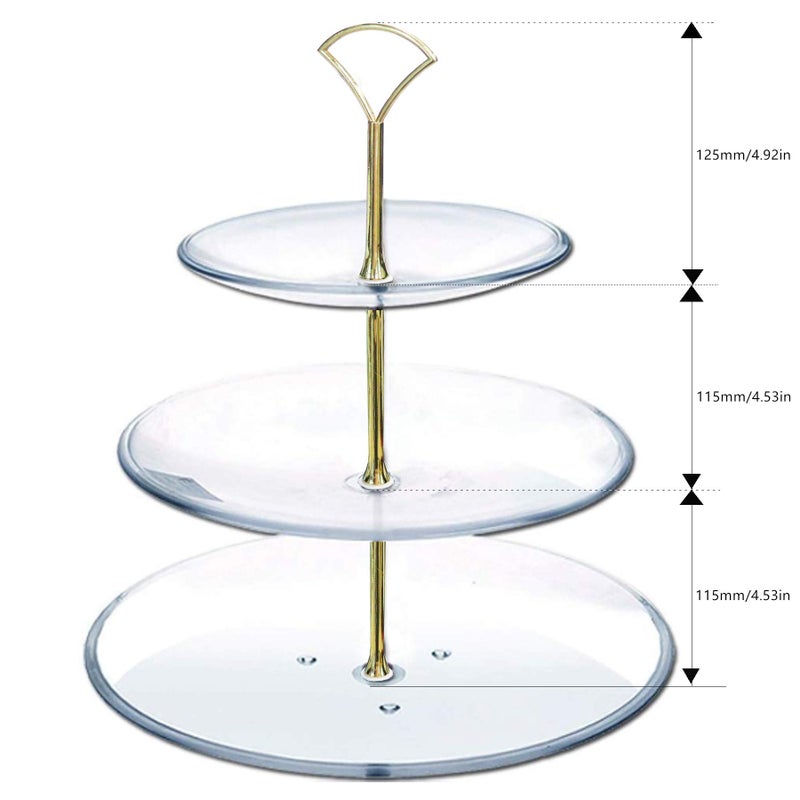 Happy Will 3 Tier 14" Heavy Metal Cake Stand Holder Fruit Plate Stand Fitting Hardware Rod Golden Fan - Image 2